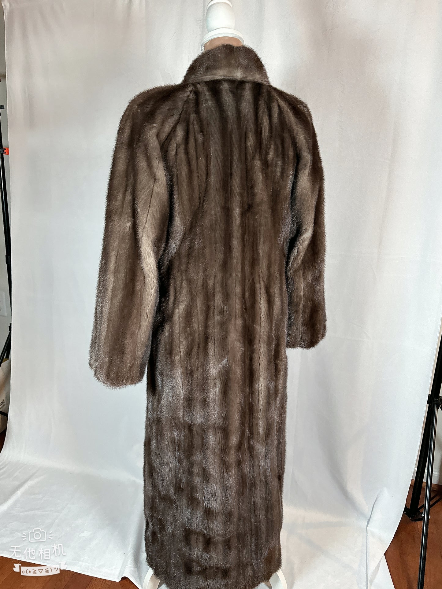 Mink Fur Coat, Full Length Coat, Grey Color, Size Medium to Large