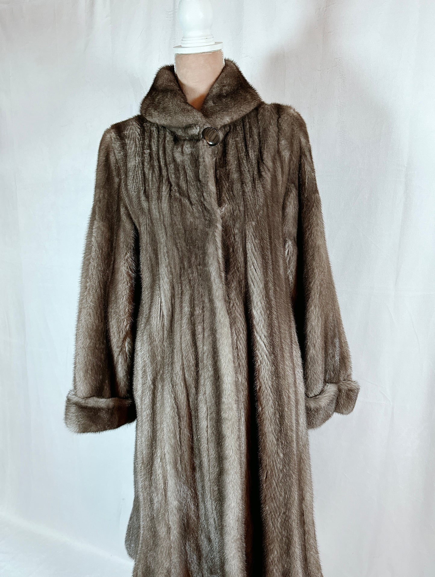 Fur Mink Coat, Full Length Coat, Blue Iris, Size M 4-6