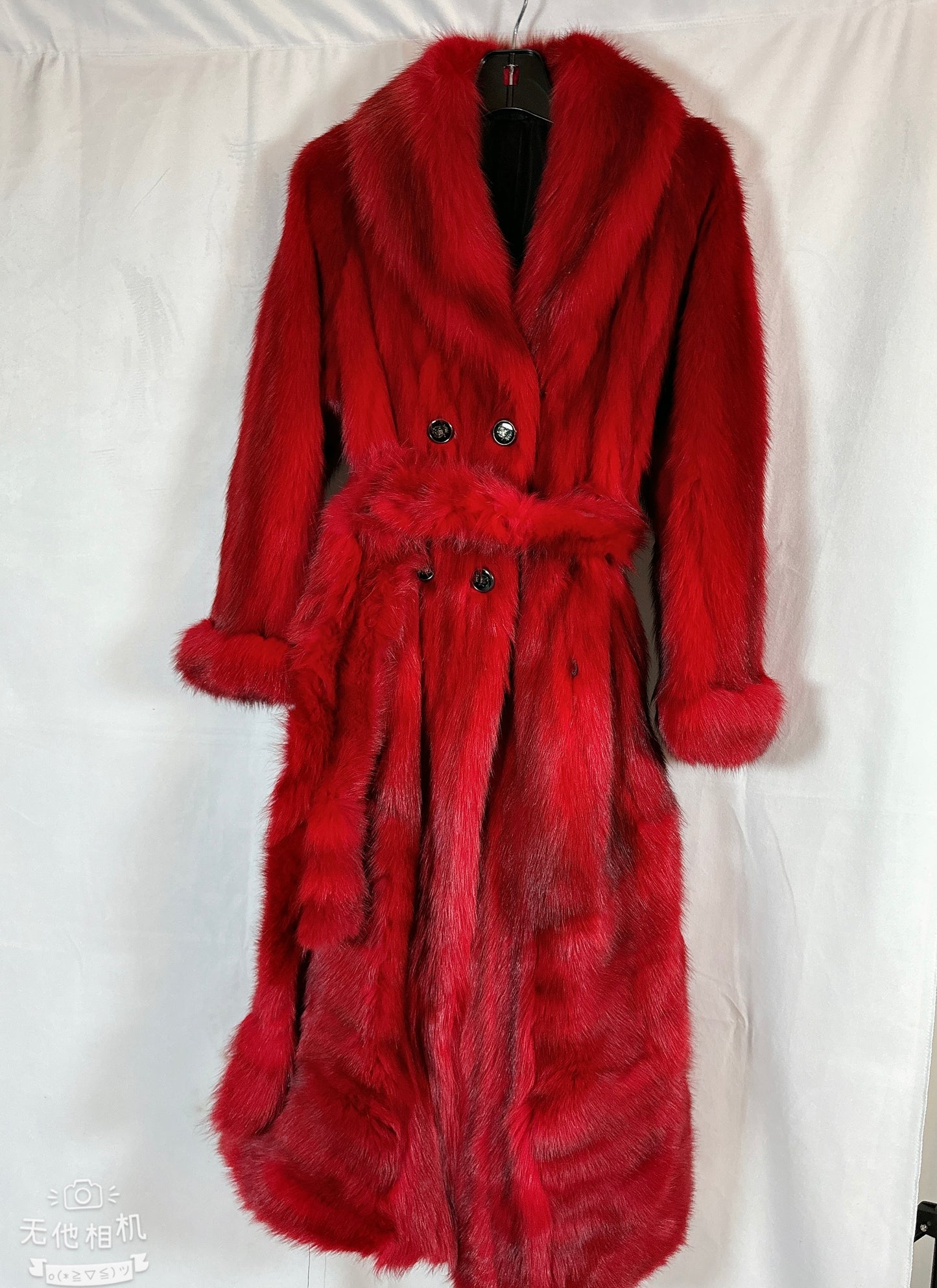 Red Fur Coat, Stone Marten Sable, Full Length Woman Size 6-8