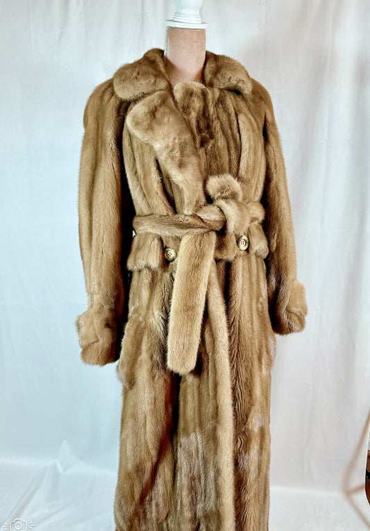 Golden Brown Fur Coat, Stone Marten Sable Fur, Size Small to Medium, Woman 4-6