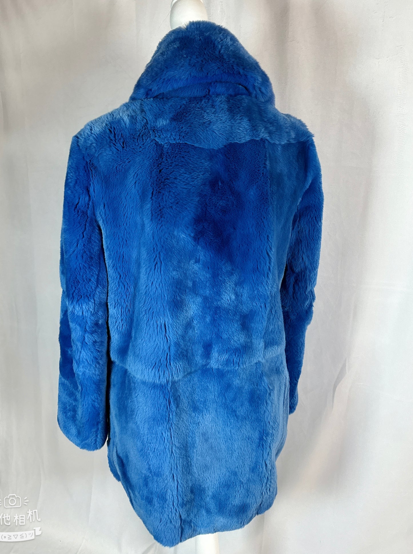 Maje Fur Coat Blue Rabit Fur Coat, Size Small, Woman Size 2-4