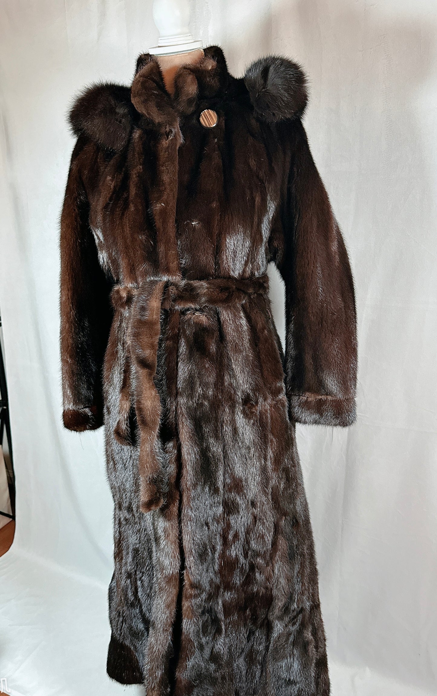 Mink Fur Coat, Mahogany, Full Length (Size: Womens 6-8)