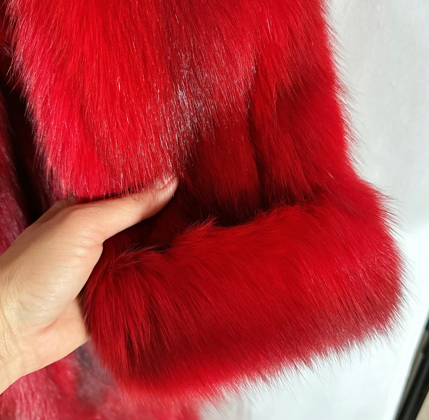 Red Fur Coat, Stone Marten Sable, Full Length Woman Size 6-8