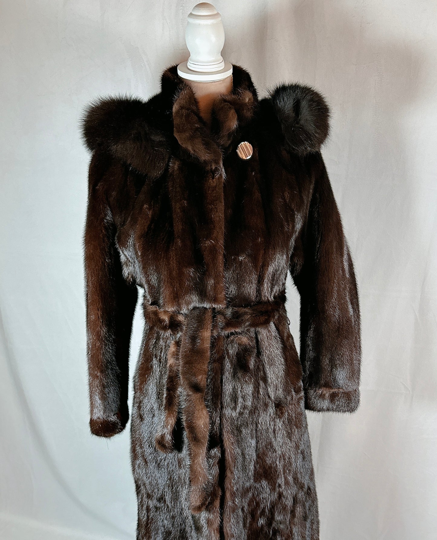 Mink Fur Coat, Mahogany, Full Length (Size: Womens 6-8)