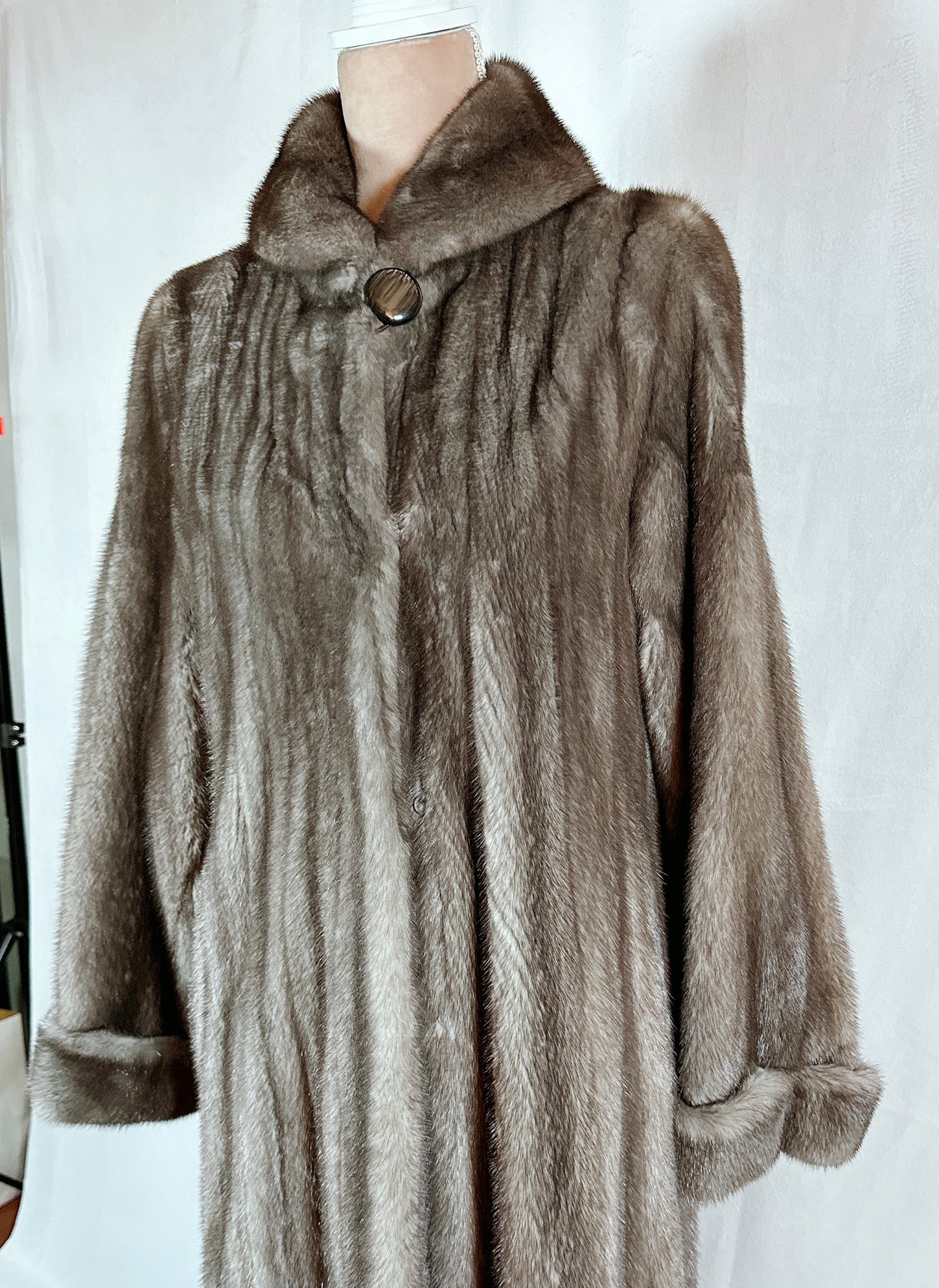 Fur Mink Coat, Full Length Coat, Blue Iris, Size M 4-6