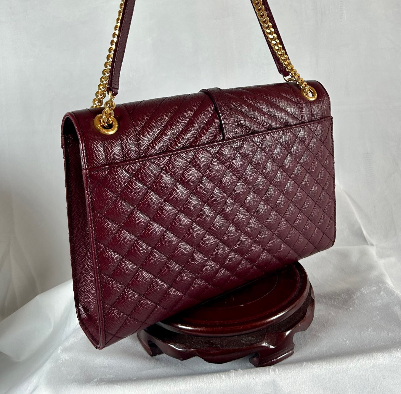 YSL Saint Laurent Envelope Large Calfskin Burgundy Bag