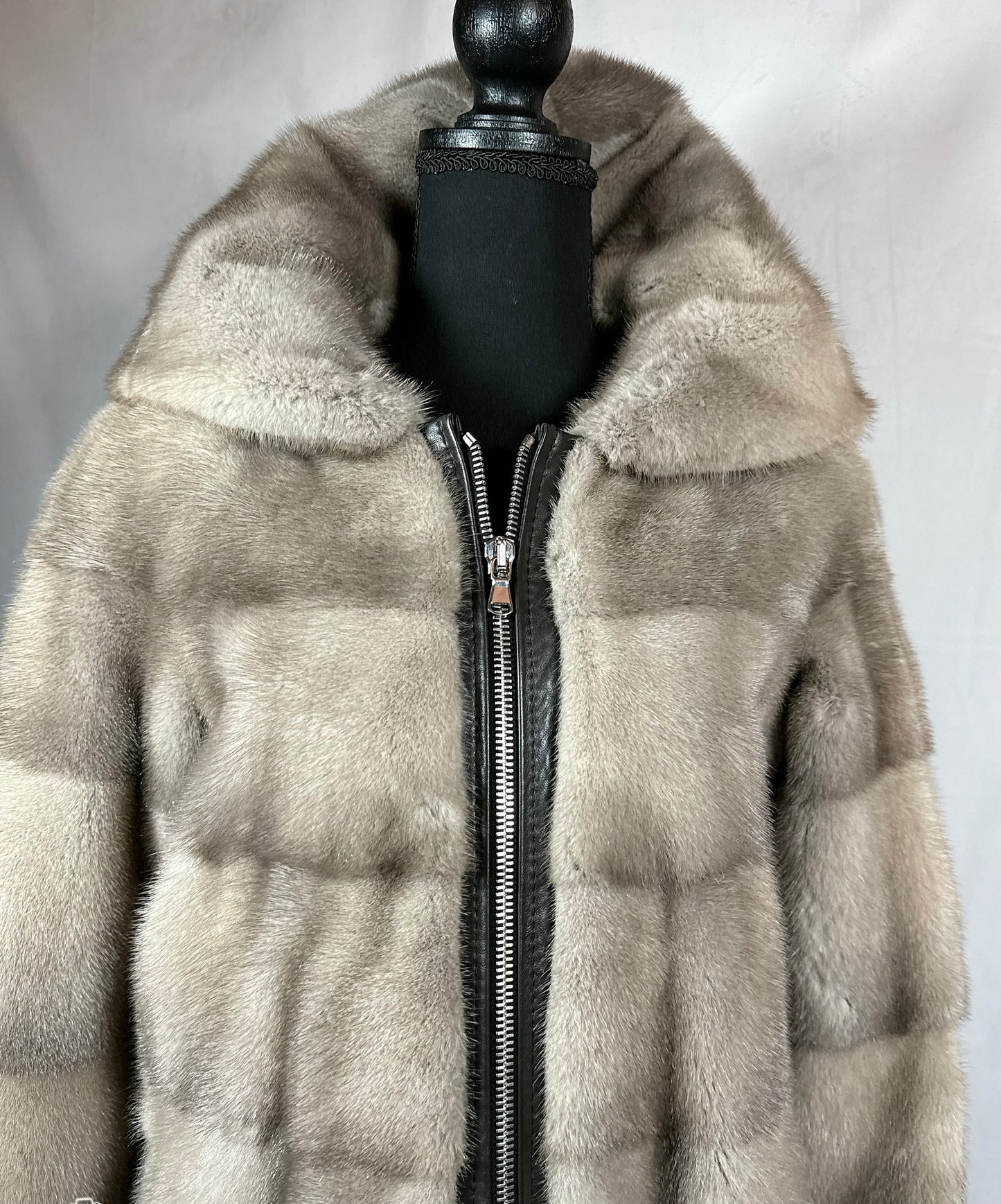 Beige Mink Fur Coat, High Quality Knee Length Fur Coat, Designer ‘Kopenhagan’