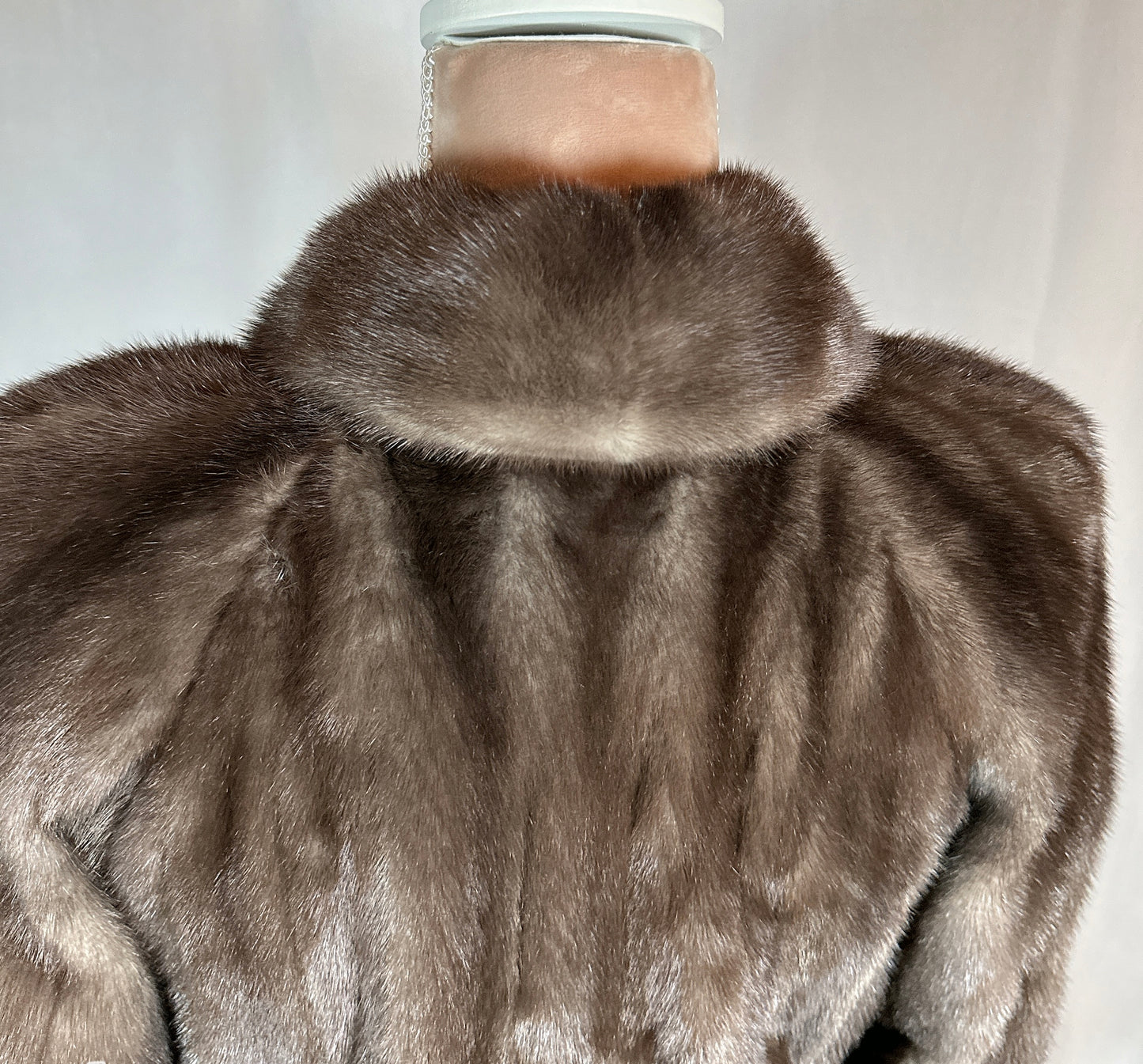 Mink Fur Coat, Full Length Coat, Grey Color, Size Medium to Large