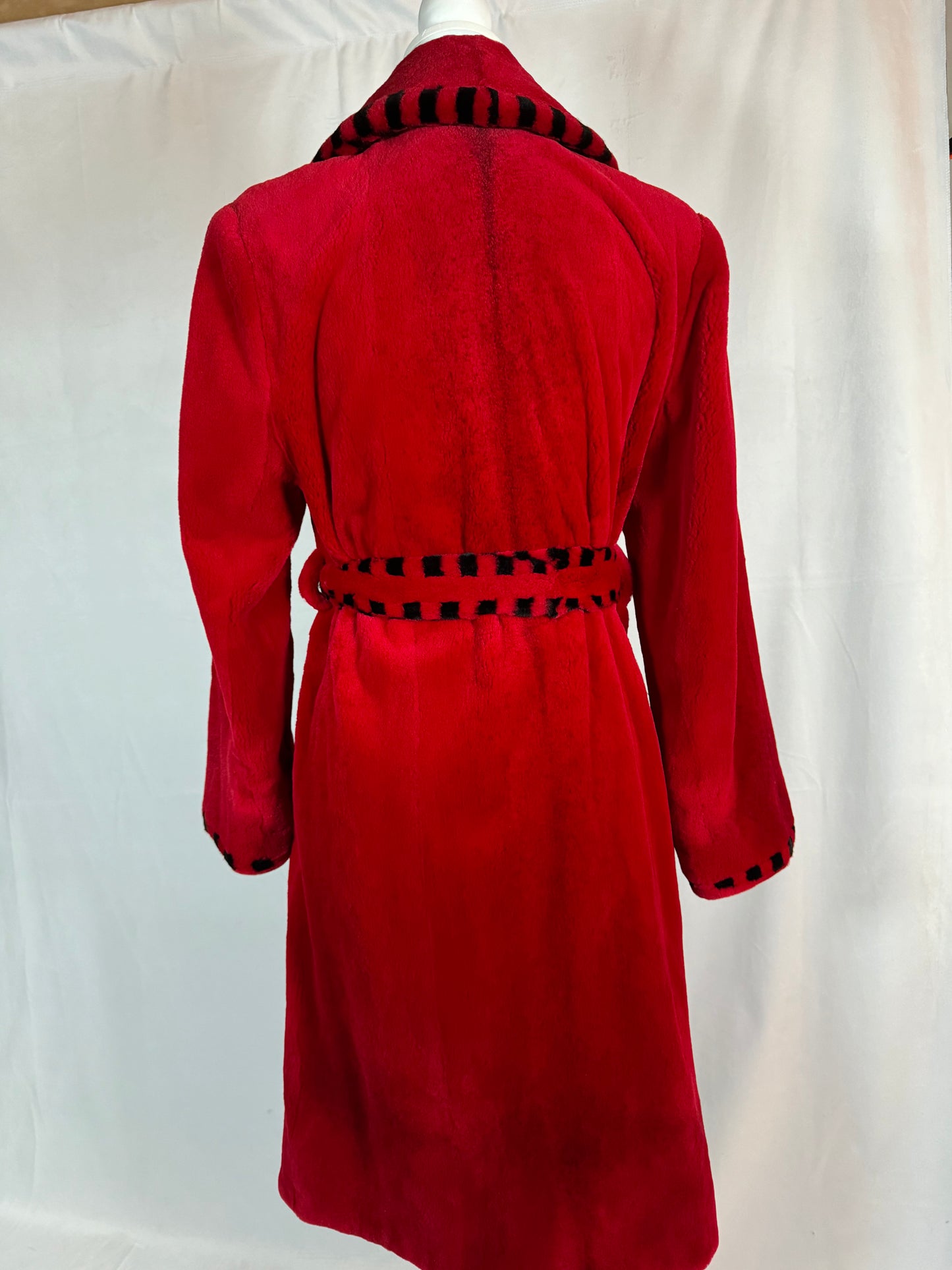 Sheared Mink Fur Coat, Red, Knee Length Coat, Woman Small to Medium, Size 4-6