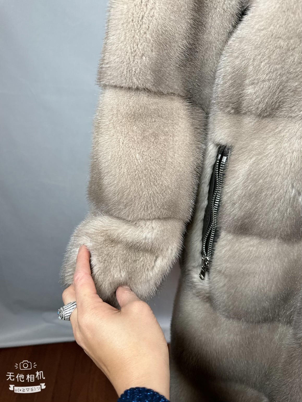 Beige Mink Fur Coat, High Quality Knee Length Fur Coat, Designer ‘Kopenhagan’