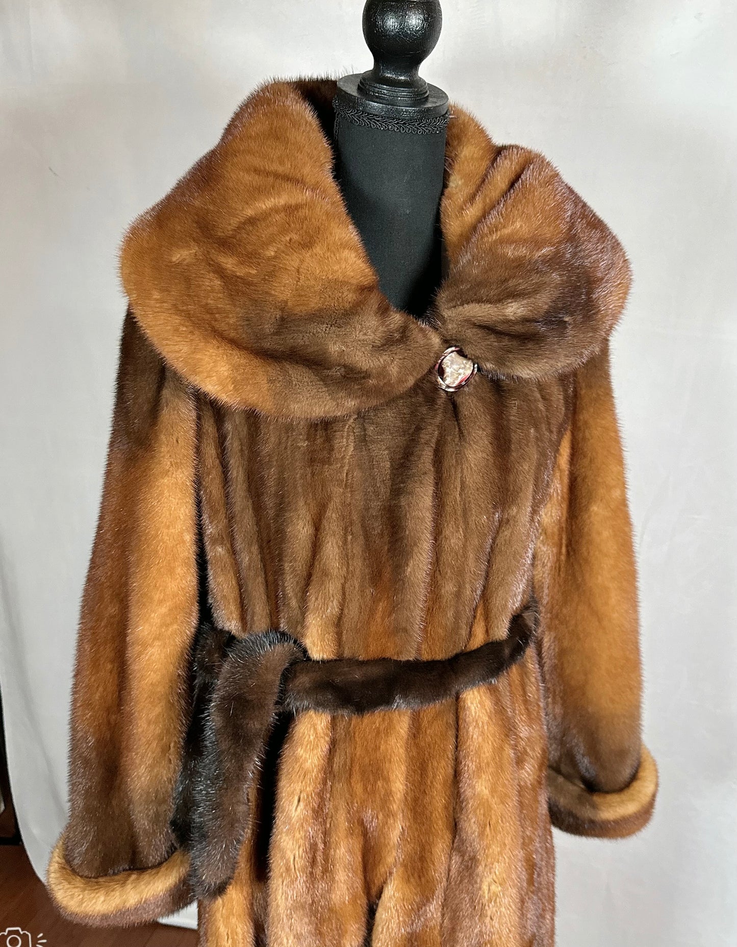 Brown Mink Fur Coat, Cognac Full Length Fur Coat Designer Miller’s Fur