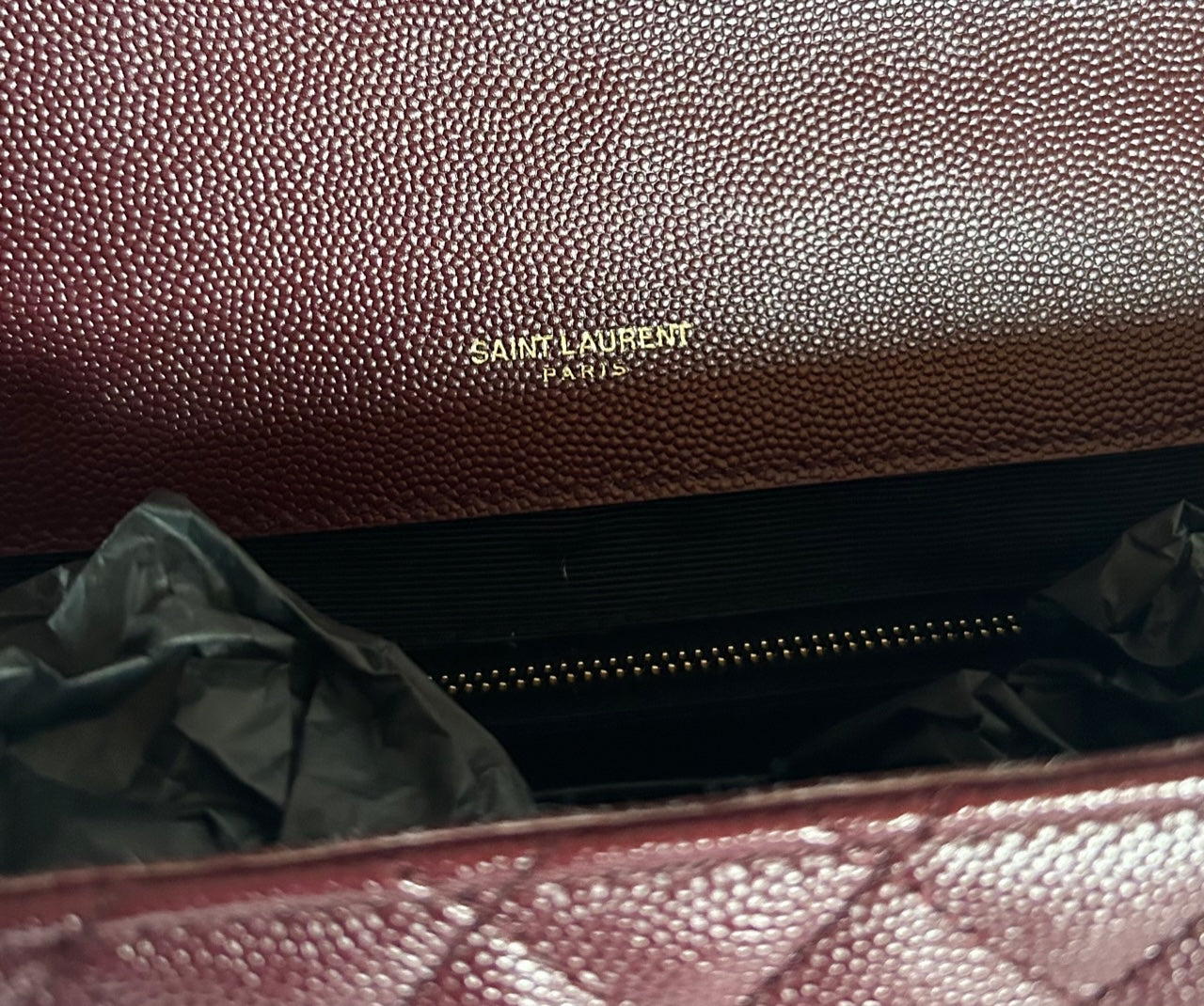 YSL Saint Laurent Envelope Large Calfskin Burgundy Bag