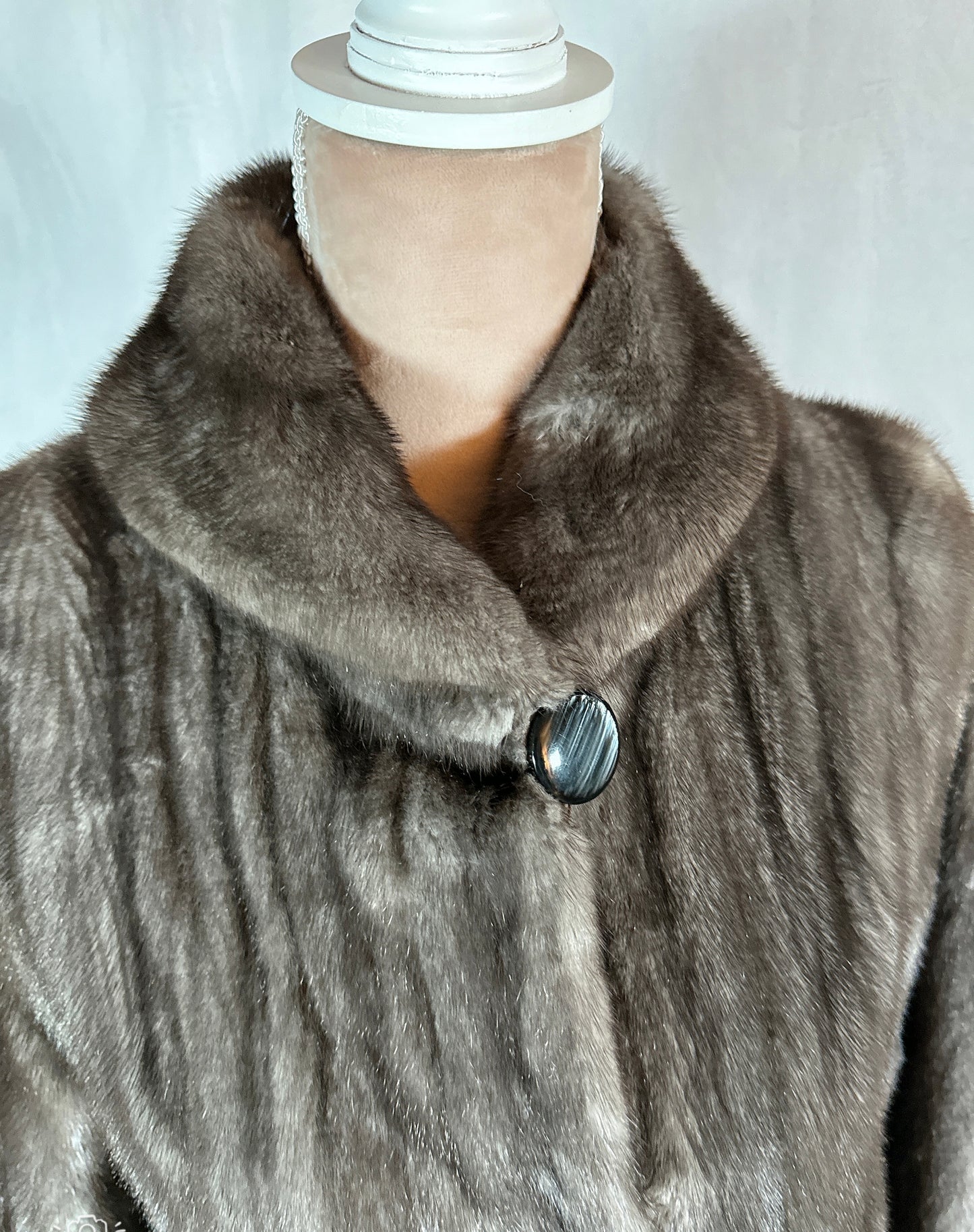 Fur Mink Coat, Full Length Coat, Blue Iris, Size M 4-6