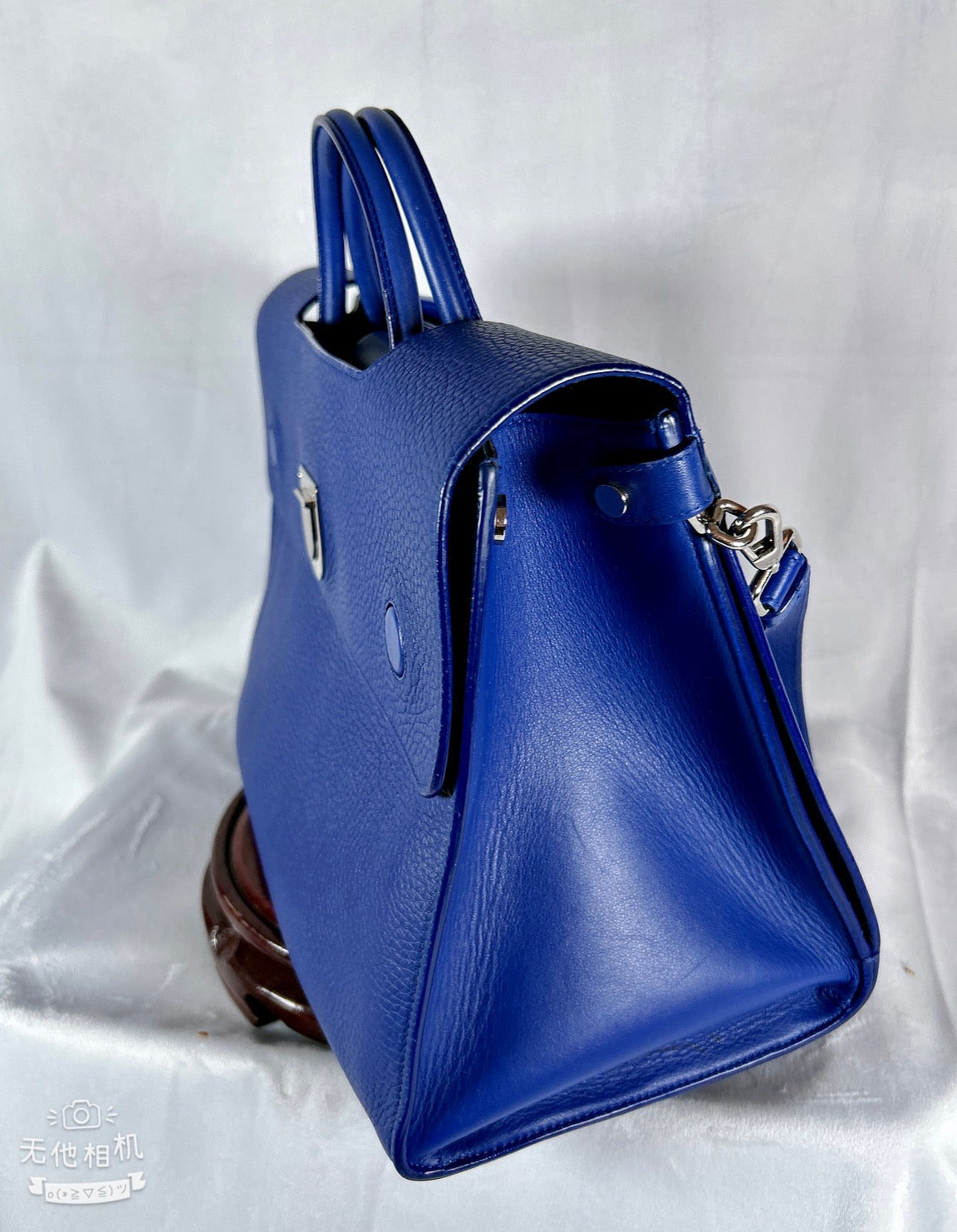 Christian Dior Diorever Calfskin Large Flap Blue Satchel Handbag