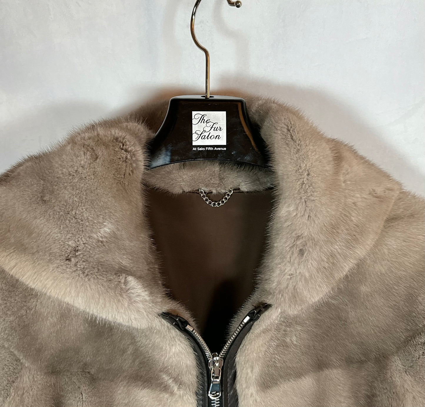 Beige Mink Fur Coat, High Quality Knee Length Fur Coat, Designer ‘Kopenhagan’